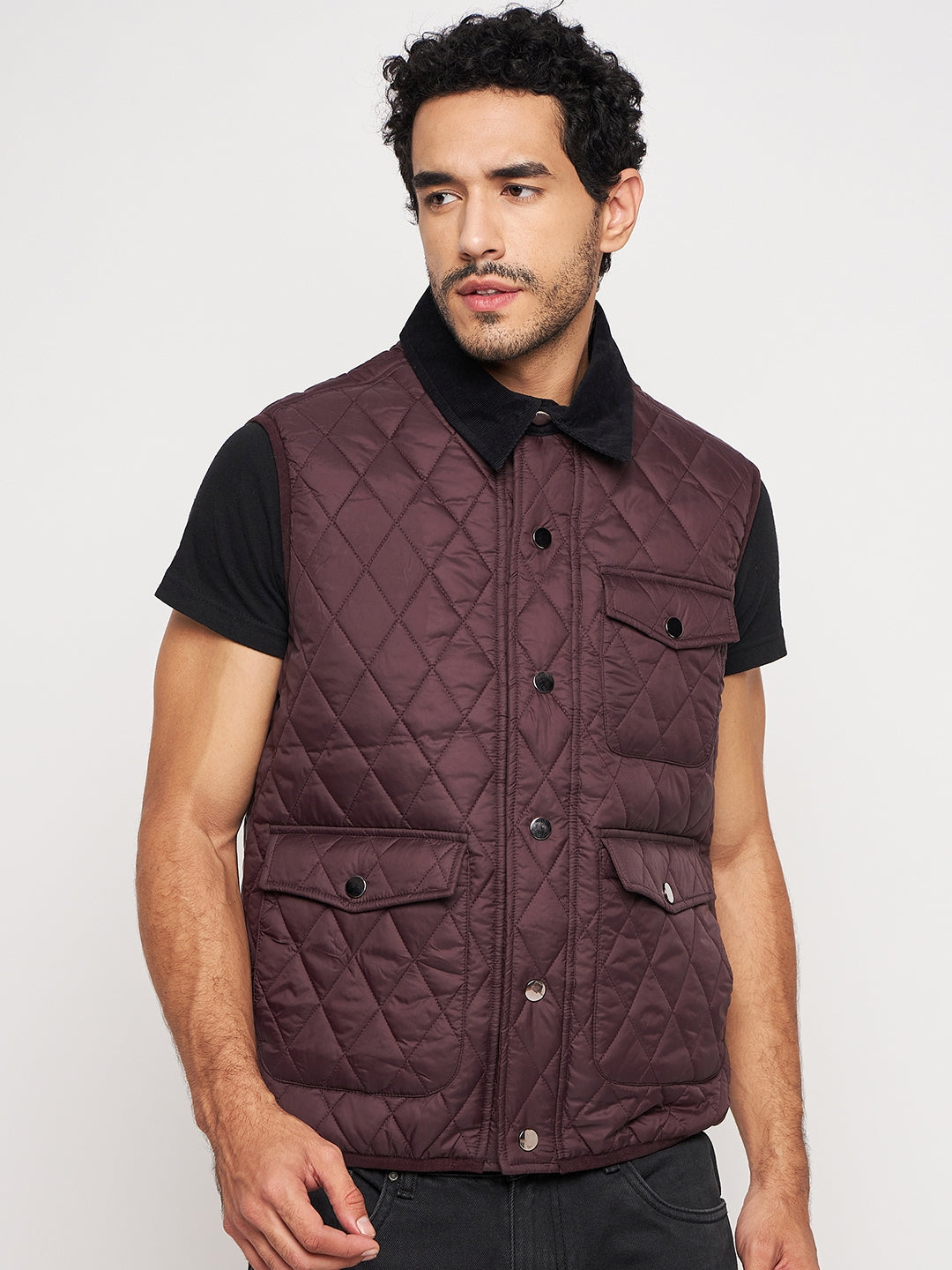 Wine Front Zipper Jacket