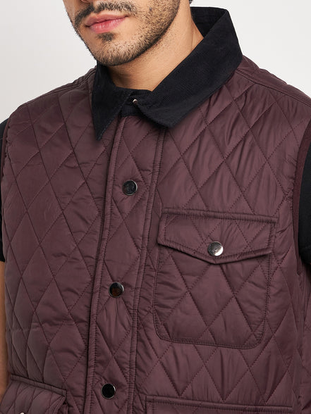 Wine Front Zipper Jacket