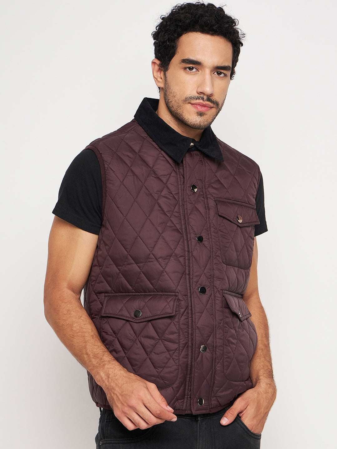 Wine Front Zipper Jacket
