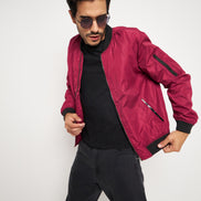 Maroon Front Zipper Jacket