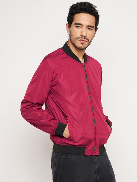 Maroon Front Zipper Jacket