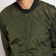 Olive Mock Neck Front Zipper Jacket