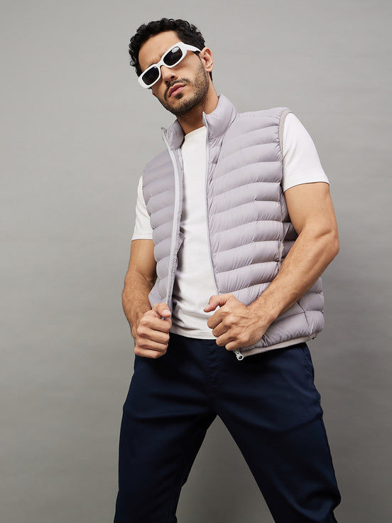 Grey Front Zipper Jacket