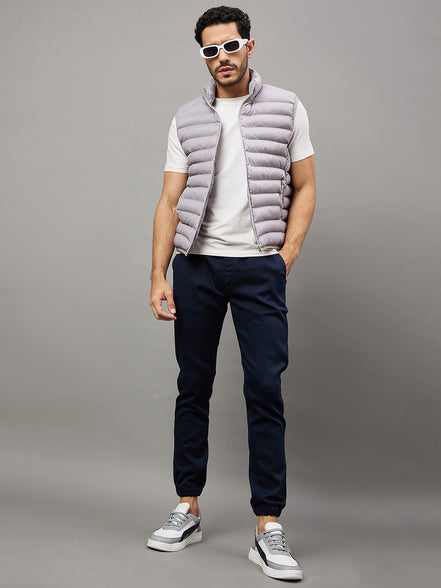 Grey Front Zipper Jacket