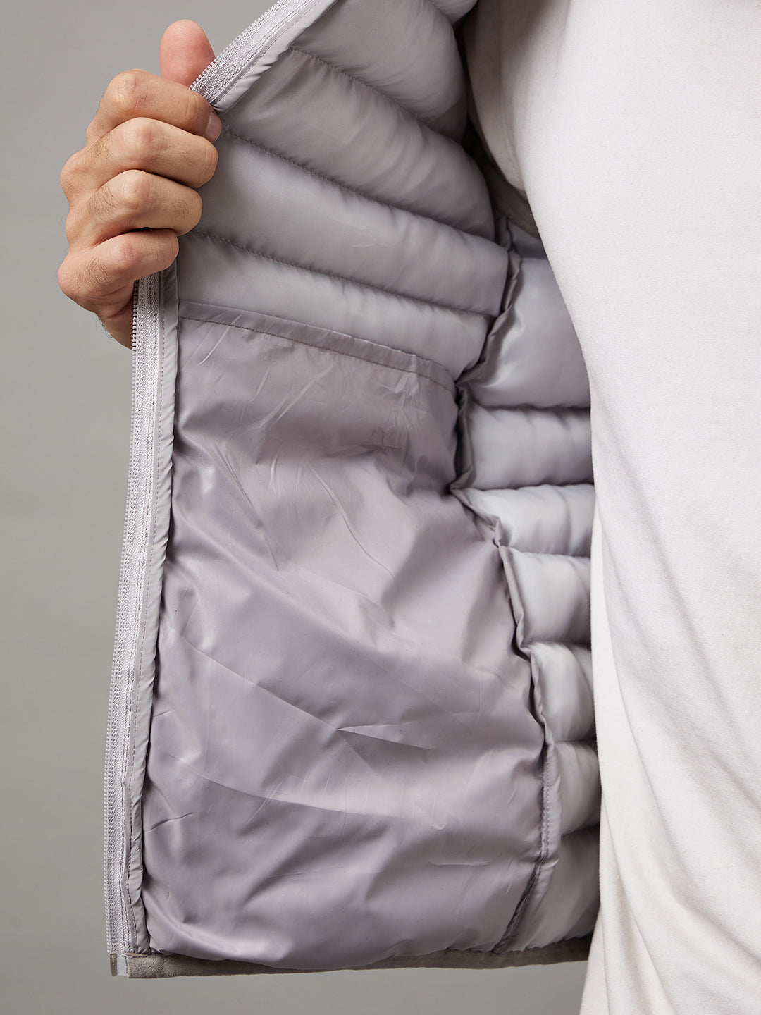 Grey Front Zipper Jacket