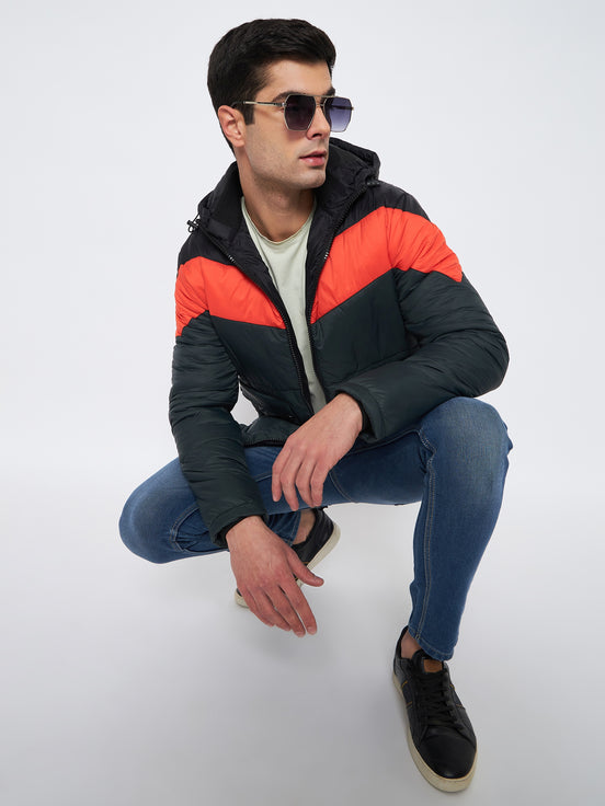 Green Colourblocked Jacket