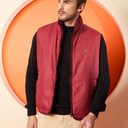 Maroon High Neck Reversible Jacket