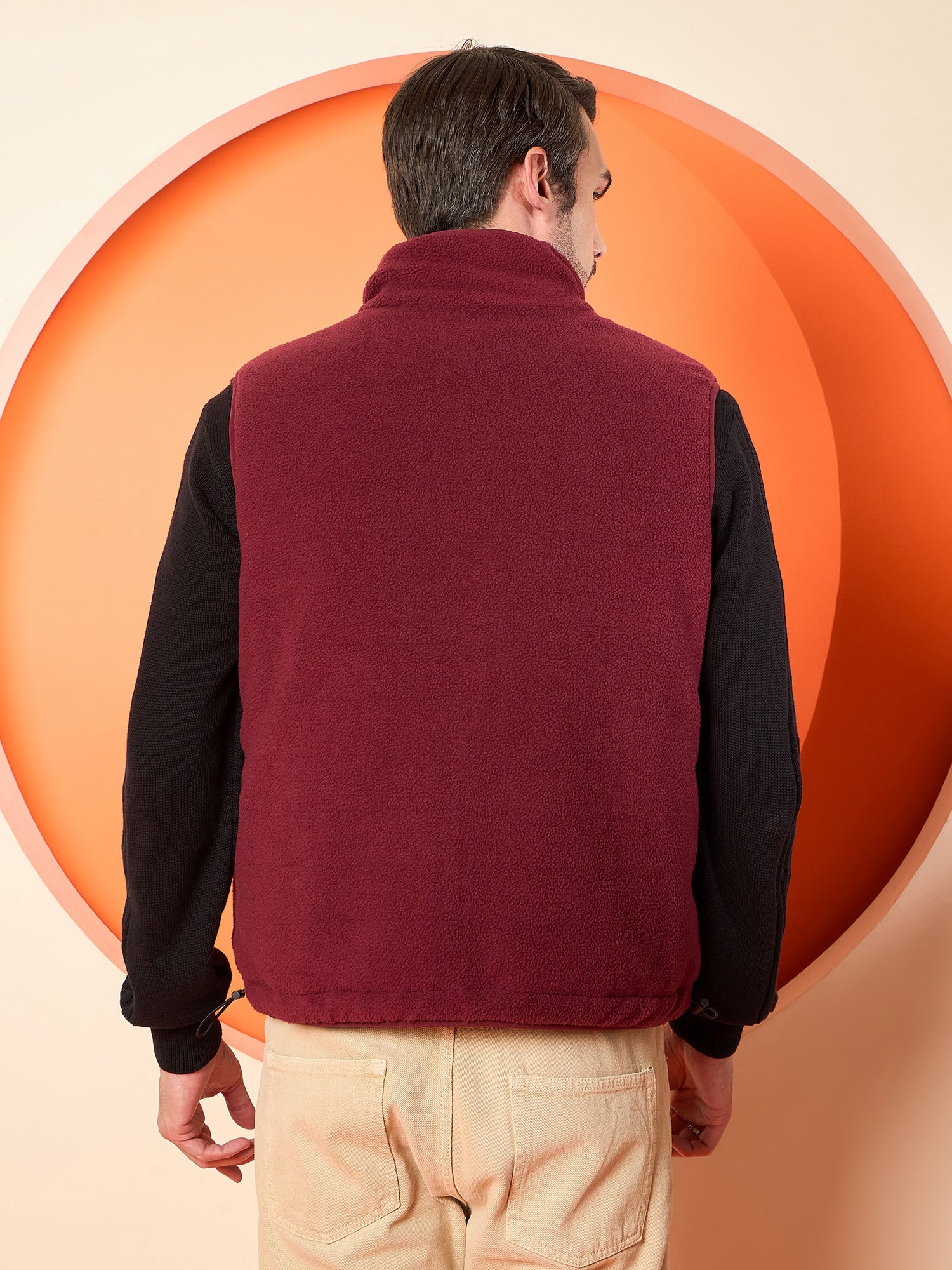 Maroon High Neck Reversible Jacket