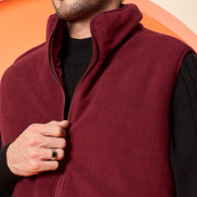 Maroon High Neck Reversible Jacket