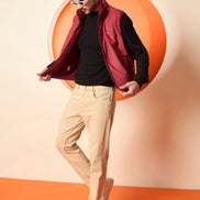 Maroon High Neck Reversible Jacket