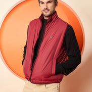 Maroon High Neck Reversible Jacket