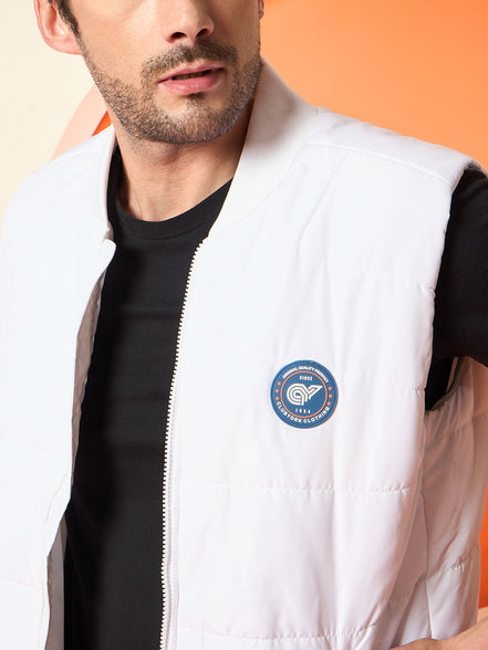 White Mock Neck Jacket