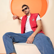 Red Mock Neck Jacket
