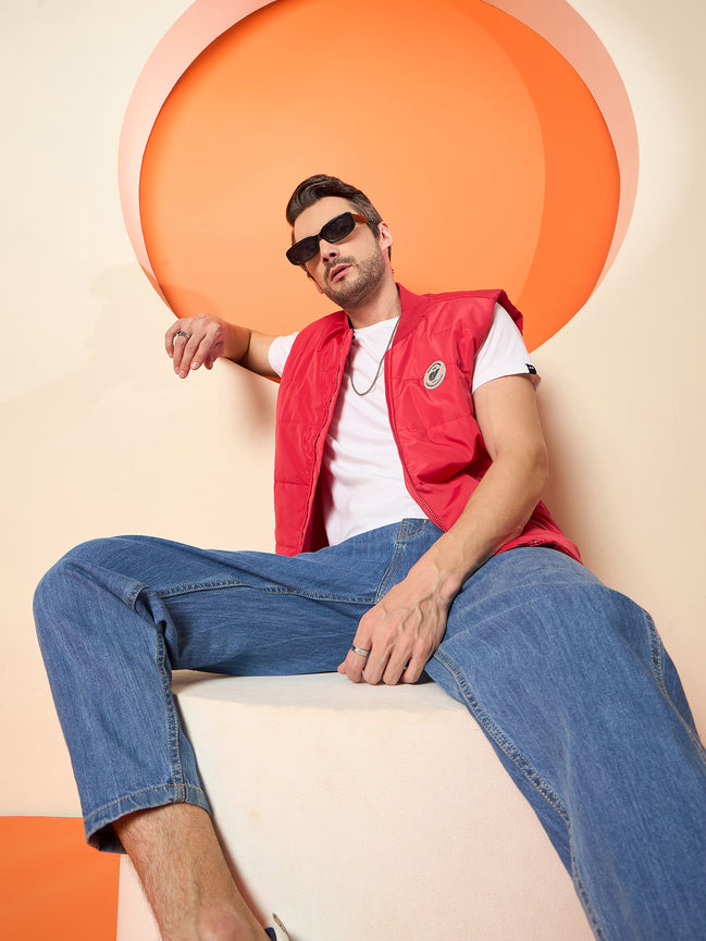 Red Mock Neck Jacket