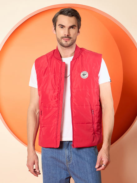 Red Mock Neck Jacket