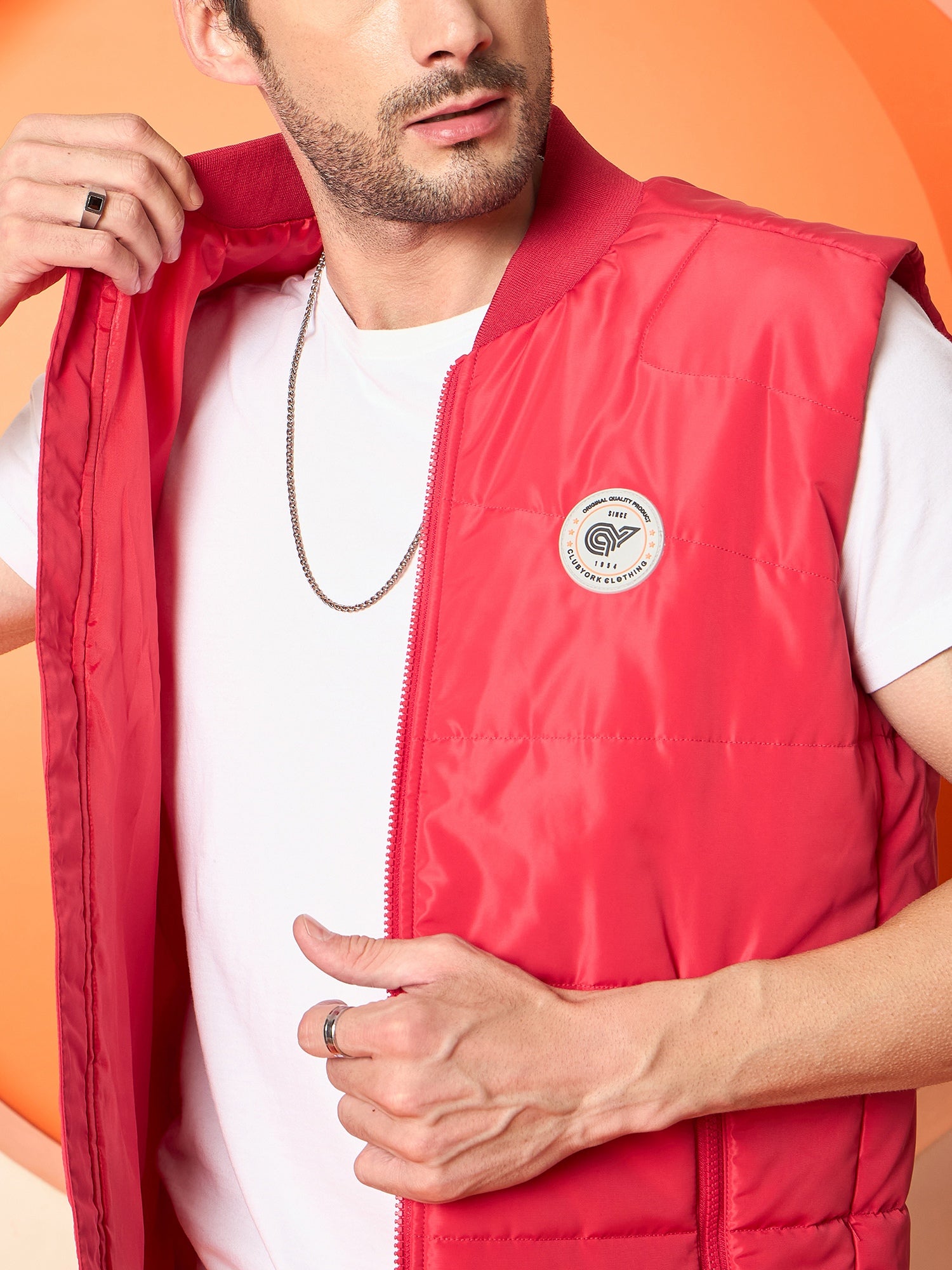 Red Mock Neck Jacket