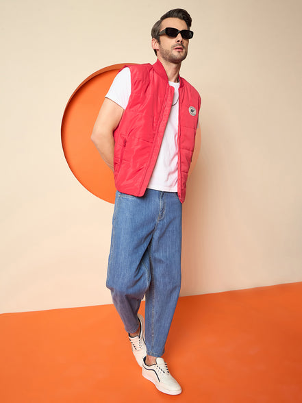 Red Mock Neck Jacket