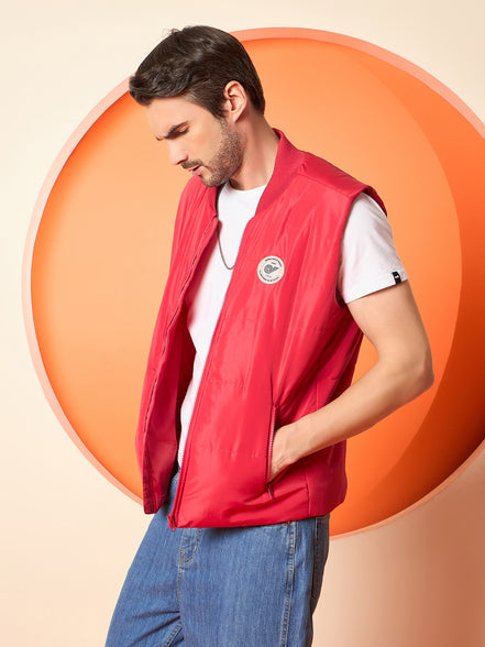 Red Mock Neck Jacket