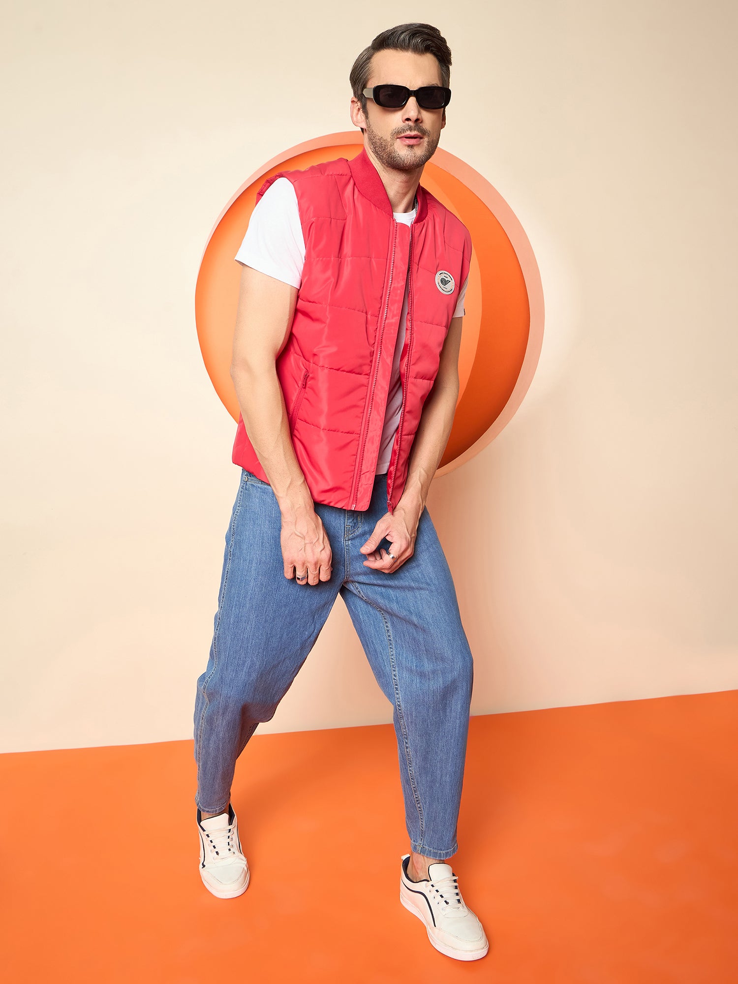 Red Mock Neck Jacket