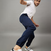 Navy Blue Slim Fit Solid Jogger