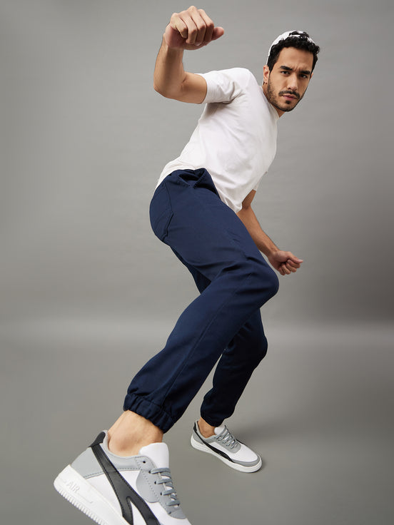 Navy Blue Slim Fit Solid Jogger
