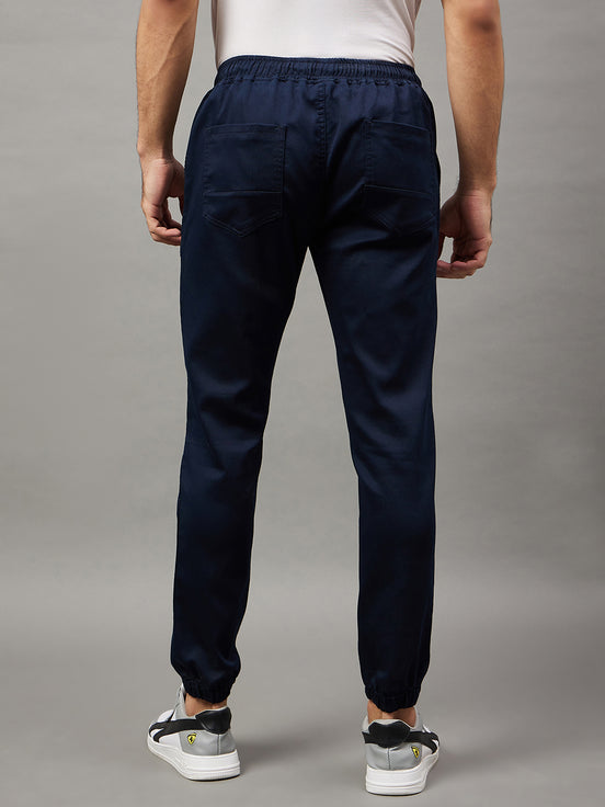 Navy Blue Slim Fit Solid Jogger