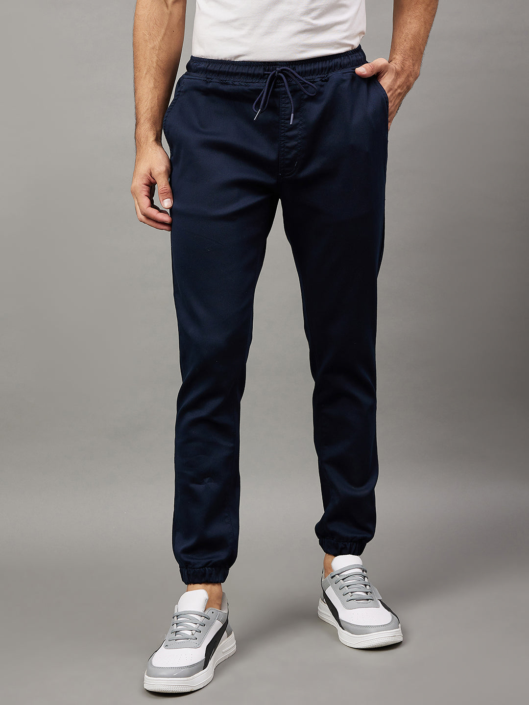 Navy Blue Slim Fit Solid Jogger