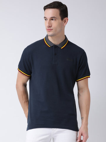 Navy Blue Polo Neck T-shirt