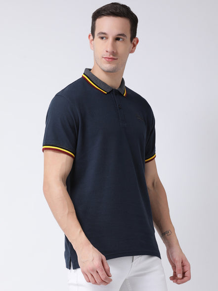 Navy Blue Polo Neck T-shirt