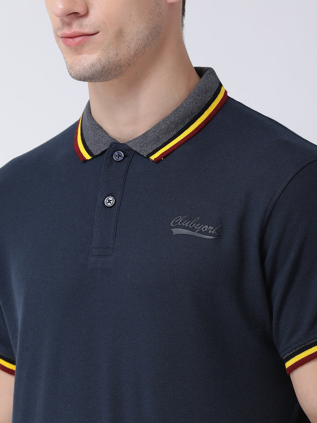 Navy Blue Polo Neck T-shirt