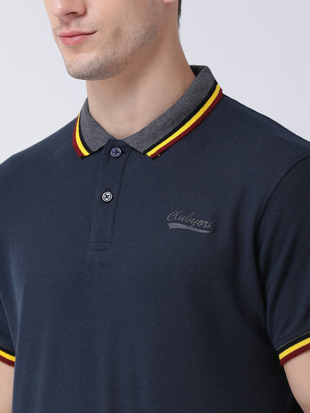 Navy Blue Polo Neck T-shirt