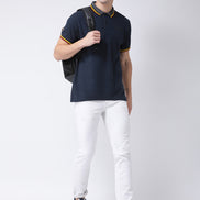 Navy Blue Polo Neck T-shirt
