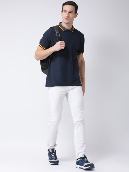 Navy Blue Polo Neck T-shirt