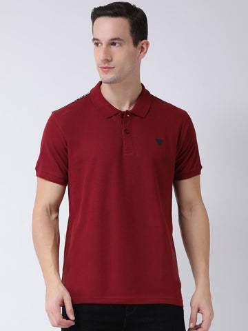 Maroon Polo Neck T-Shirt