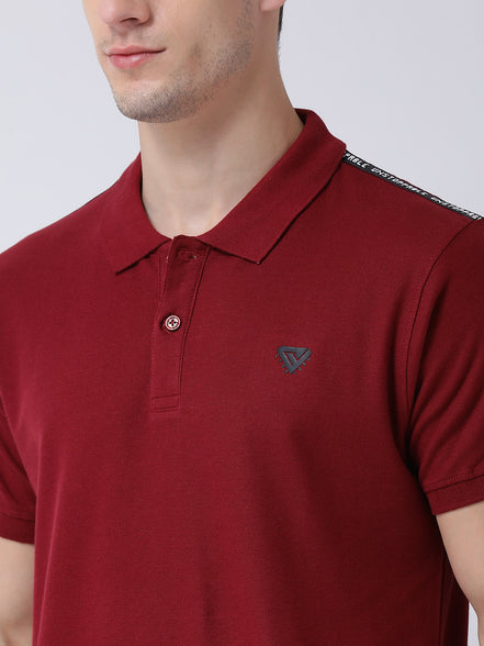 Maroon Polo Neck T-Shirt