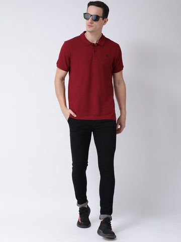 Maroon Polo Neck T-Shirt