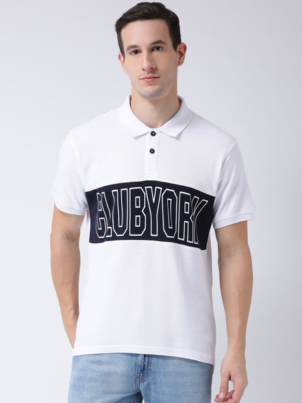 White  Navy Blue T-shirt