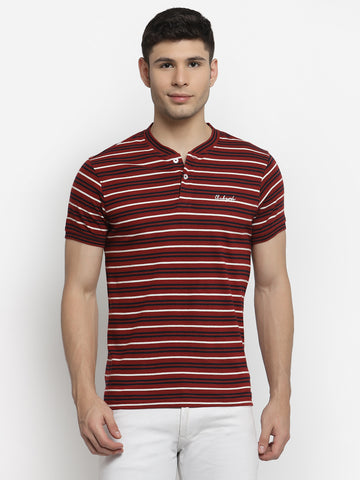 Maroon Henley Neck T-shirt