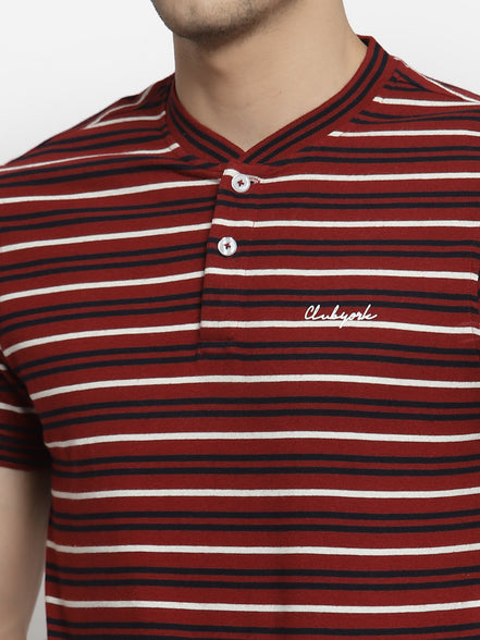 Maroon Henley Neck T-shirt
