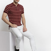 Maroon Henley Neck T-shirt