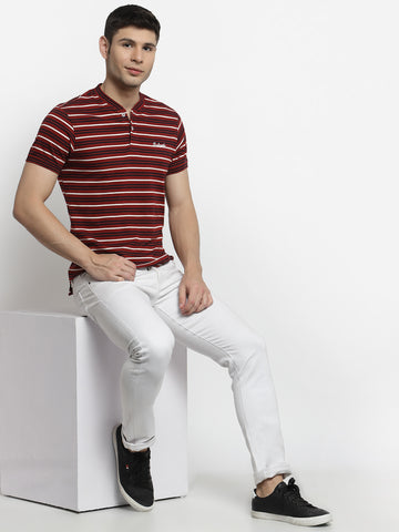 Maroon Henley Neck T-shirt