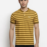 Mustard Yellow Henley Neck T-shirt