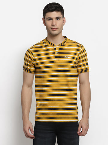 Mustard Yellow Henley Neck T-shirt