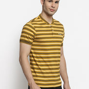 Mustard Yellow Henley Neck T-shirt
