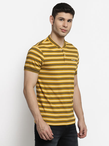 Mustard Yellow Henley Neck T-shirt