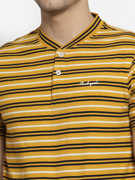 Mustard Yellow Henley Neck T-shirt