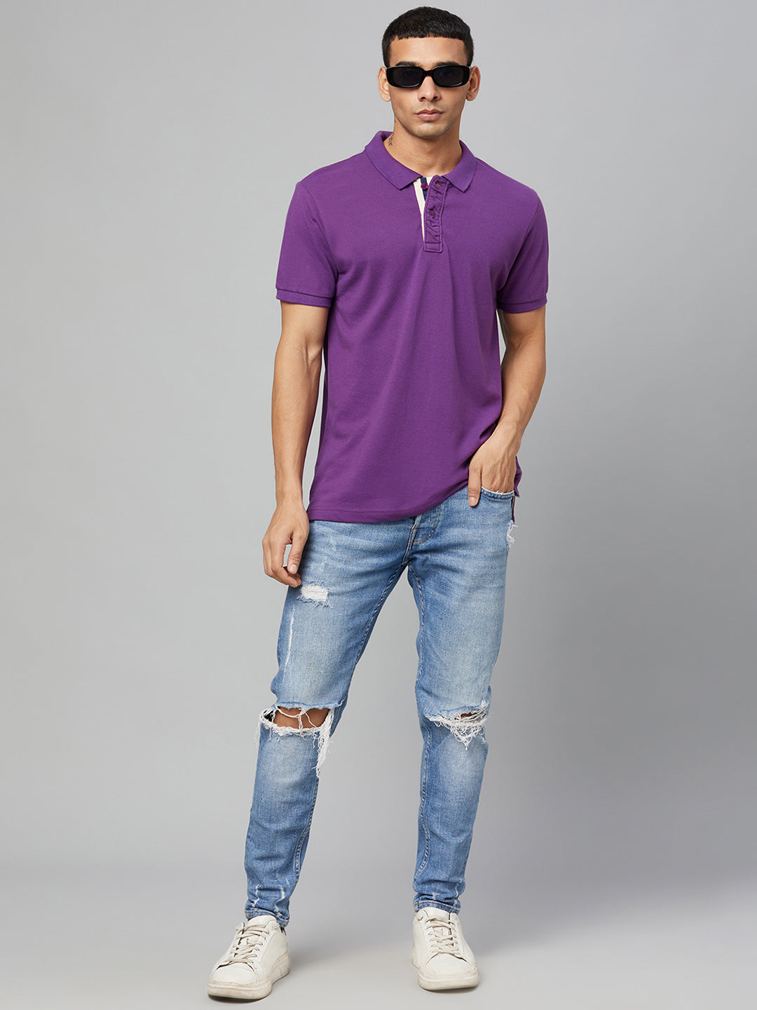 Purple Polo Neck T-shirt