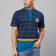 Navy Blue Mandarin Collar T-shirt