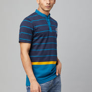 Navy Blue Mandarin Collar T-shirt