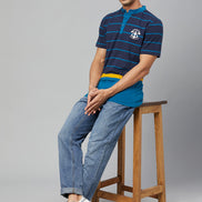 Navy Blue Mandarin Collar T-shirt